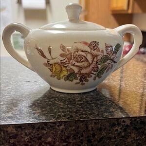 Floral Ceramic Sugar Bowl with Lid